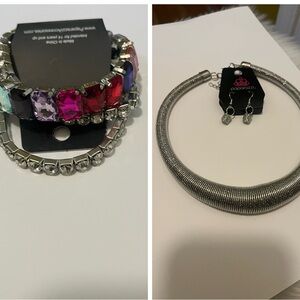 Paparazzi Silver Bracelet, Necklace and Earrings